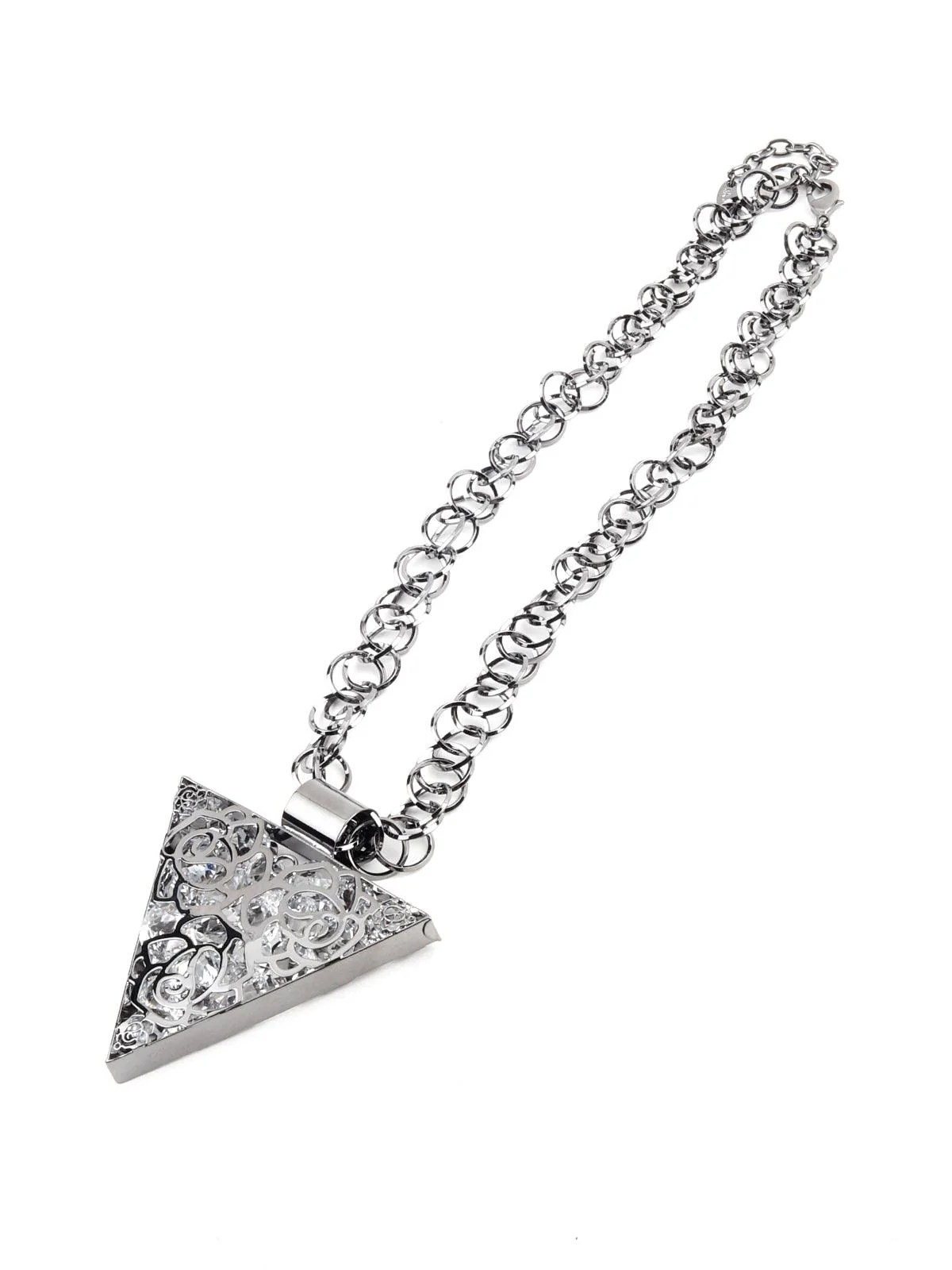 Odette Women Bold Silver Triangular Pendant Necklace - Image 5