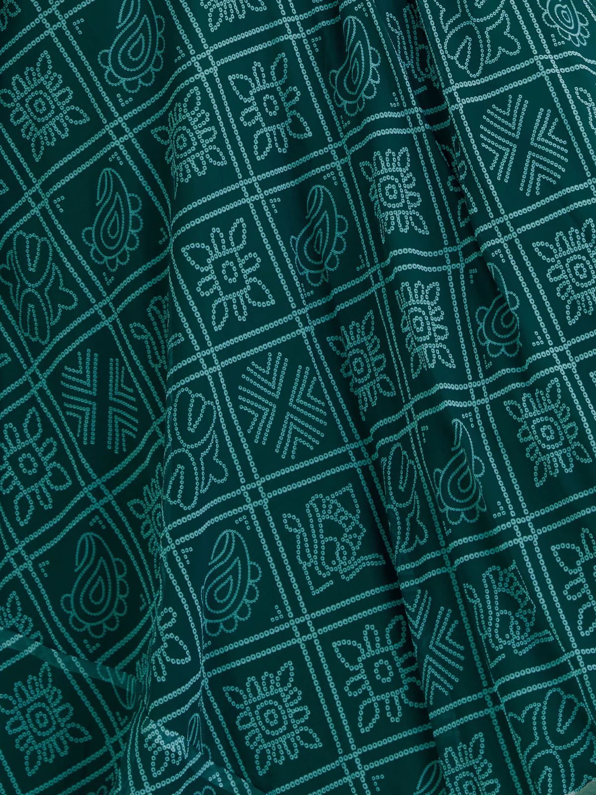 Odette Women Bottle Green Georgette Printed Semi Stitched Lehenga With Unstitched Blouse - Image 6