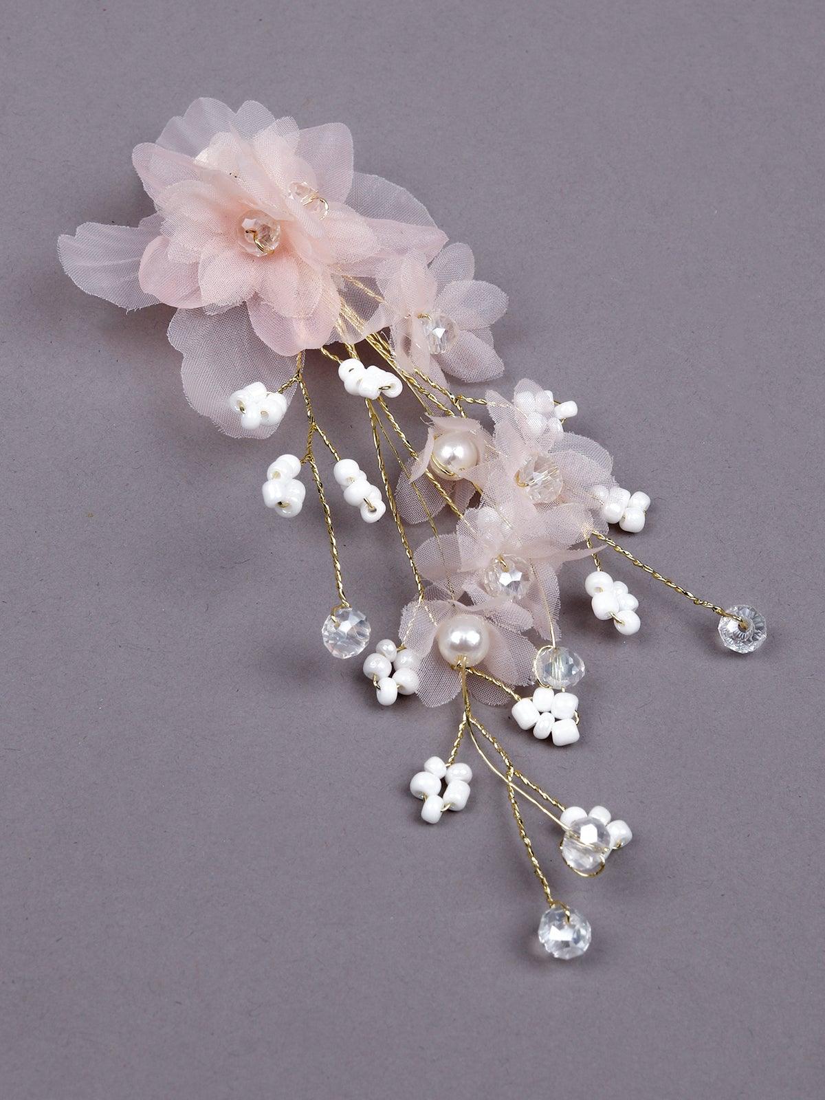 Odette Women White Fabric Brooch - Image 3