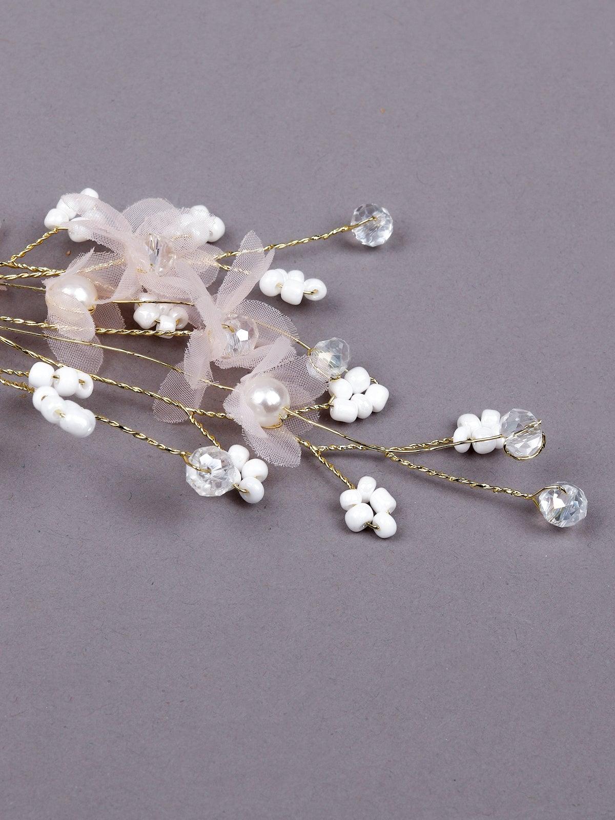 Odette Women White Fabric Brooch - Image 5