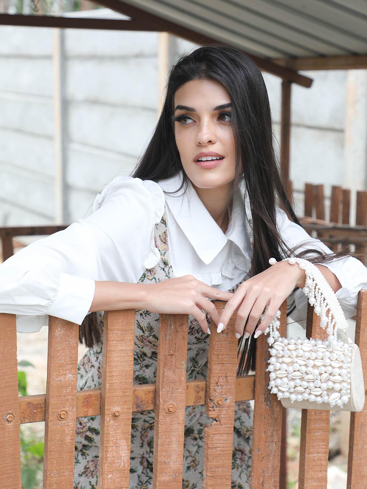 Odette Women Breath-Taking Cream Embellished Clutch - Image 2