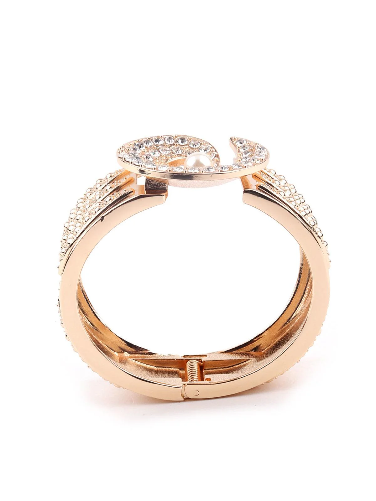 Odette Women Broad Gold Studded Bracelet - Image 4