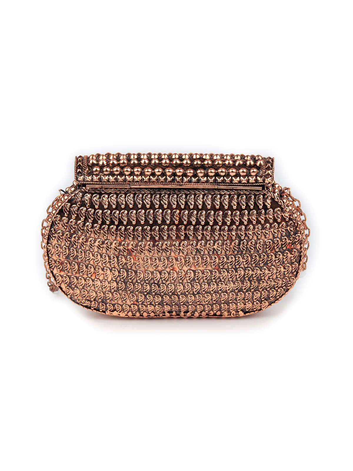 Odette Women Bronze Colored Metal Clutch - Image 5