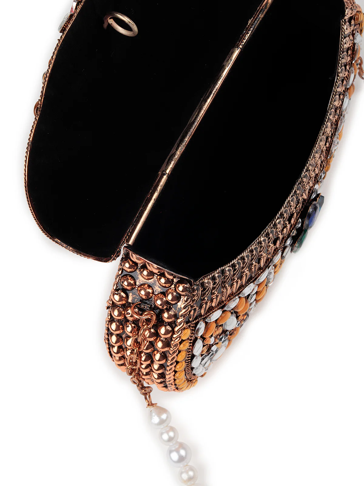 Odette Women Bronze Colored Metal Clutch - Image 6