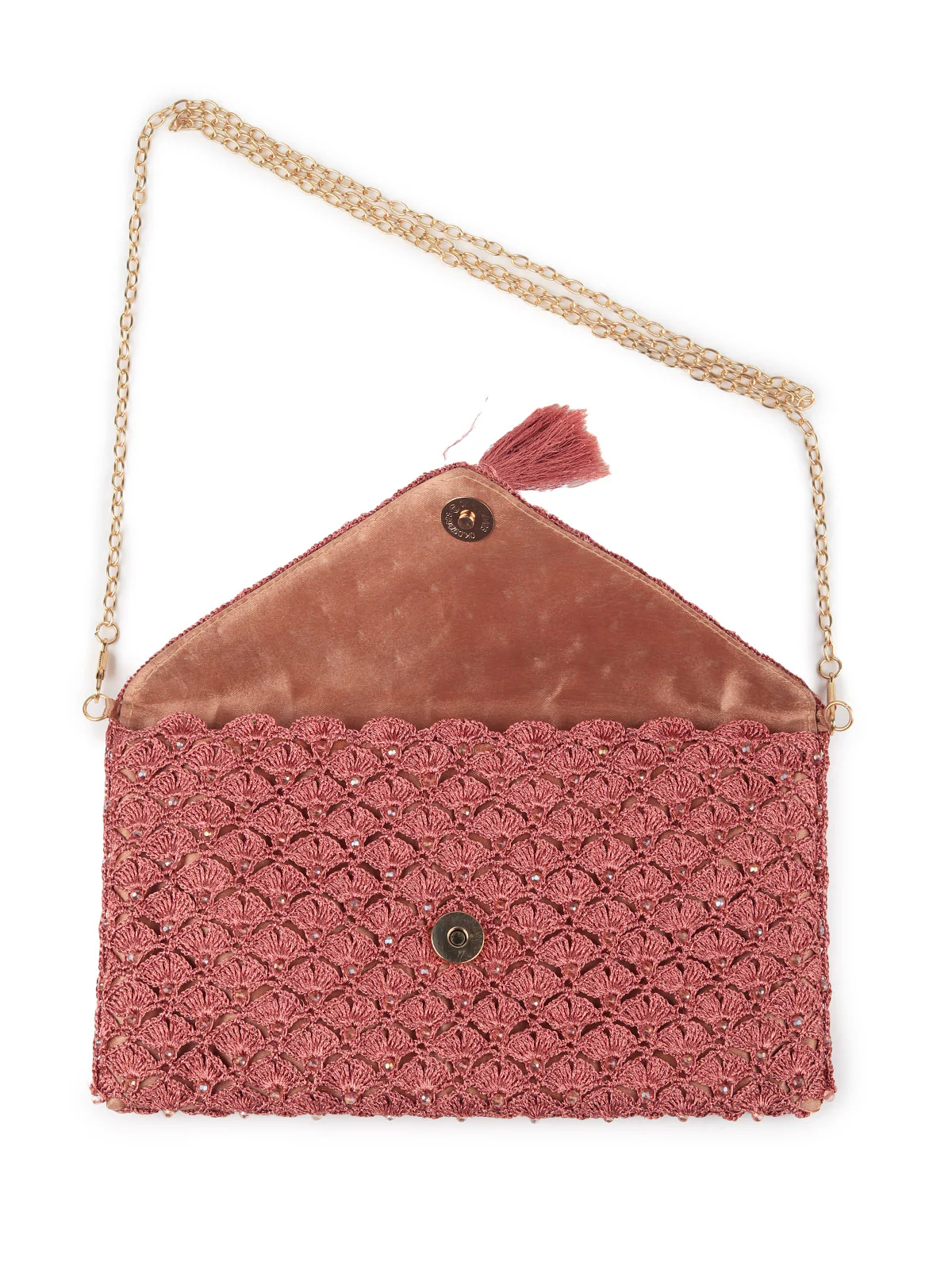 Odette Women Bronze Woven And Beaded Sling Bag - Image 4