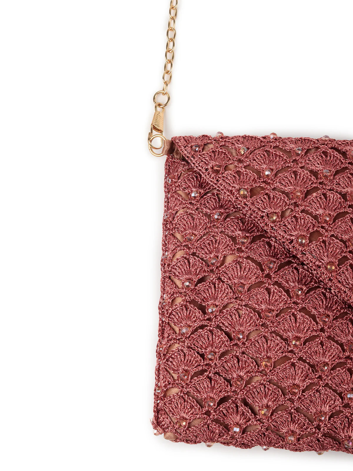 Odette Women Bronze Woven And Beaded Sling Bag - Image 6