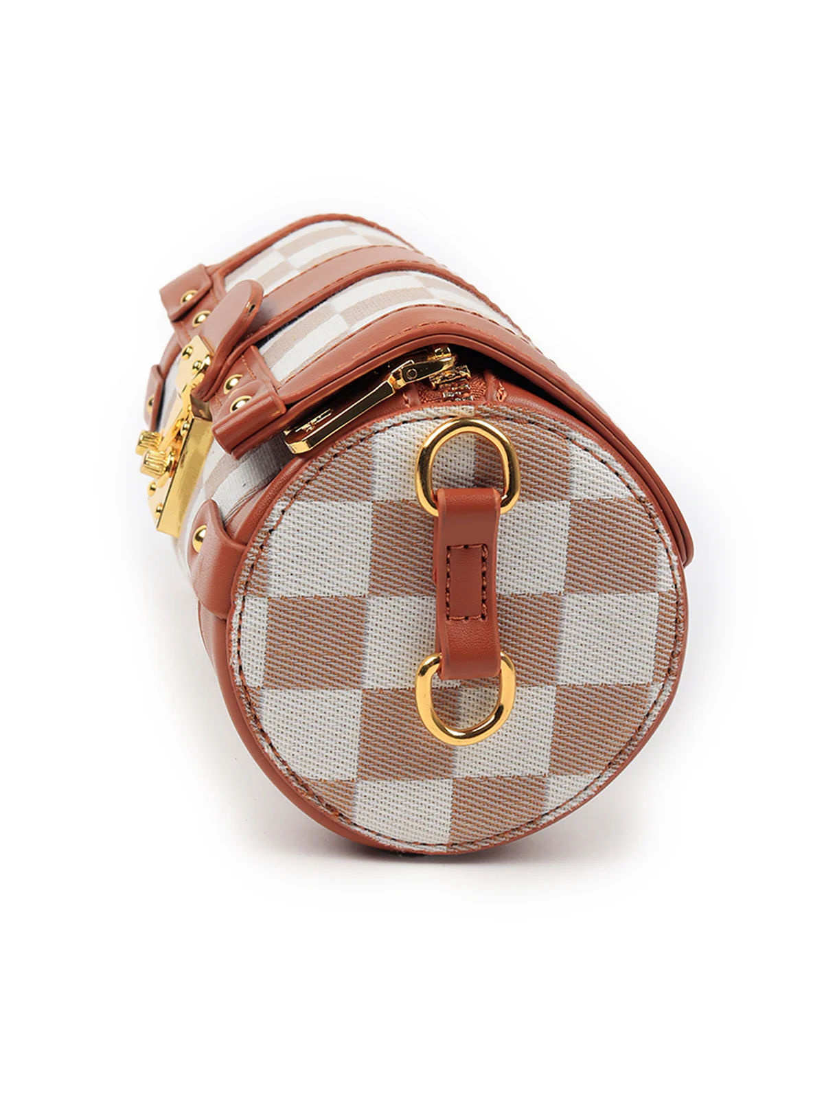 Odette Women Brown And White Checquered Handbag - Image 7
