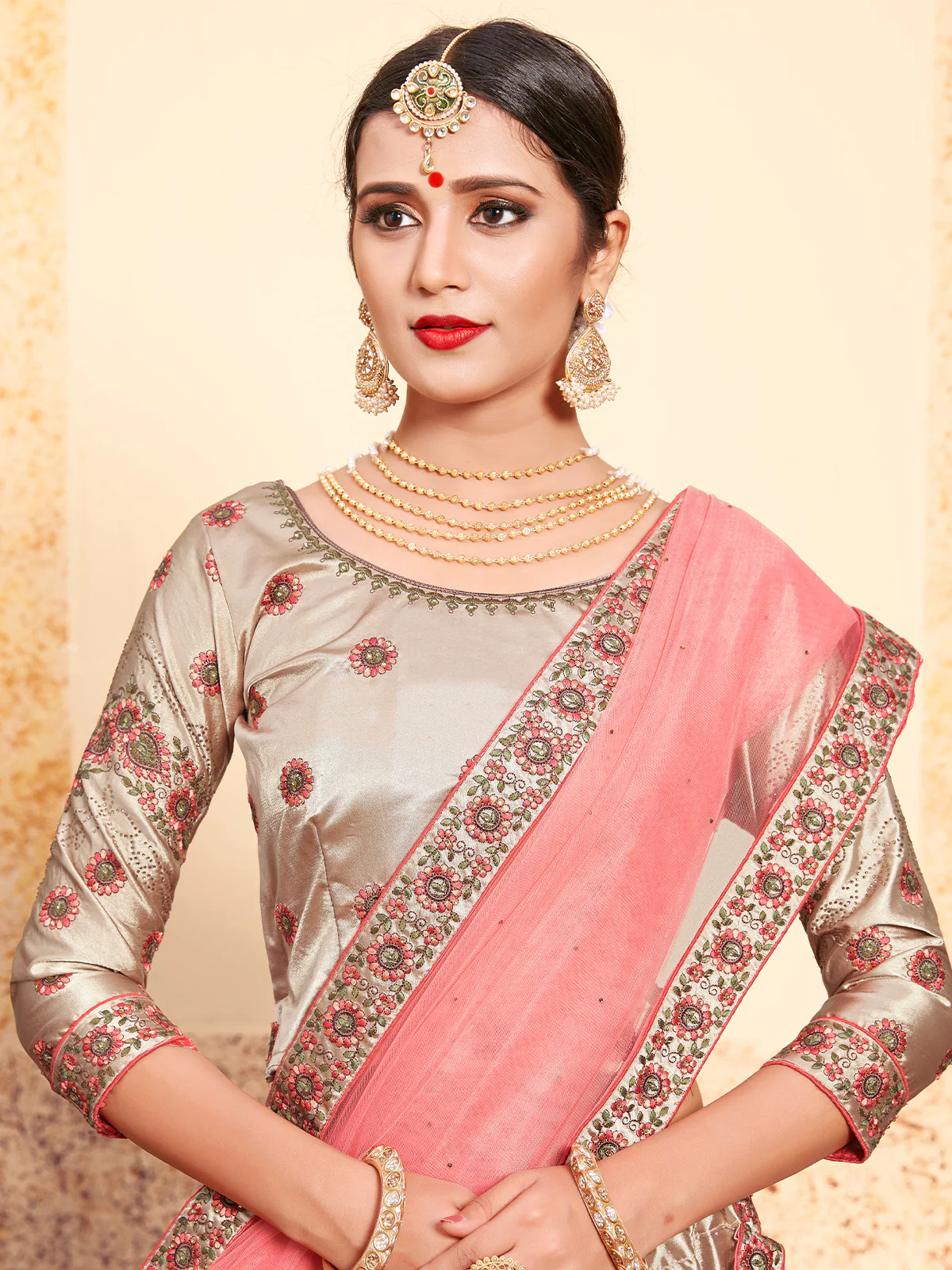 Odette Women Brown Classy Semi Stitched Lehenga With Unstitched Blouse - Image 2
