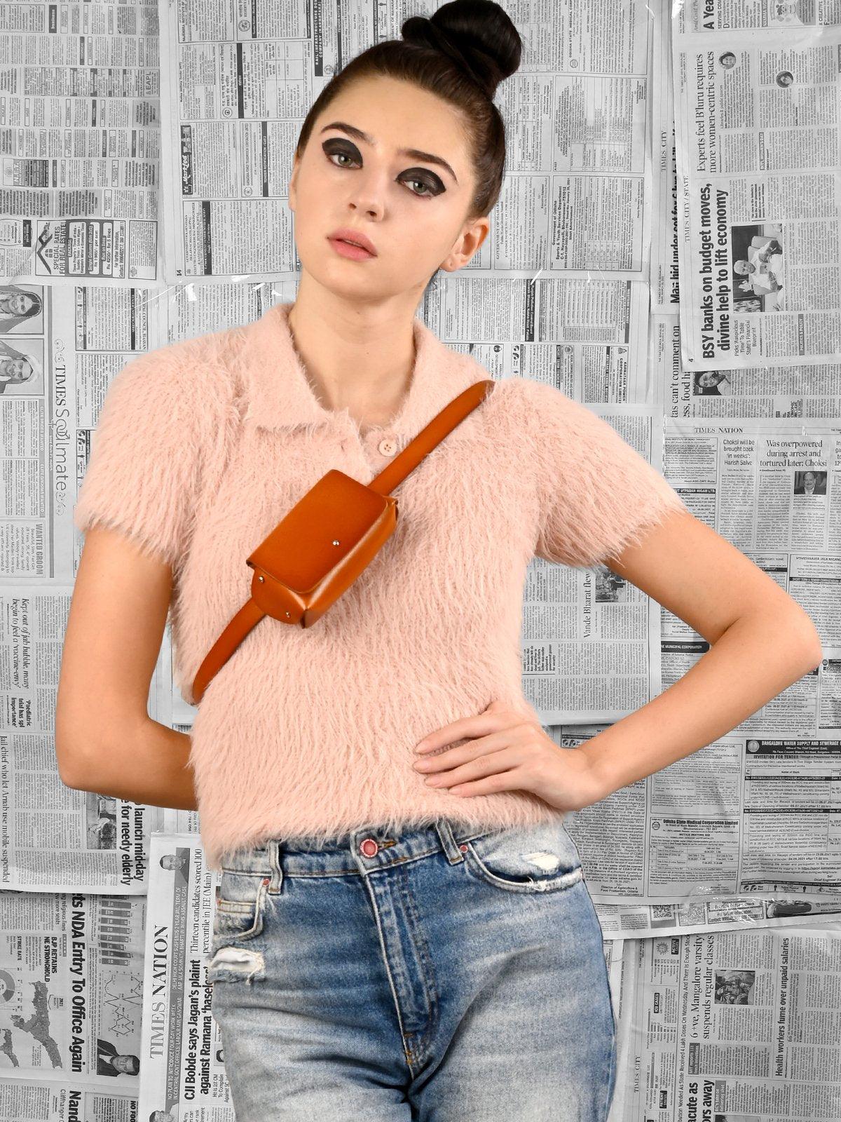 Odette Women Brown Faux Leather Belt-Bag - Image 2
