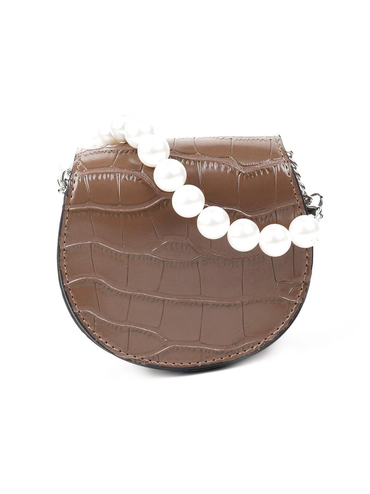 Odette Women Brown Textured Faux Leather Belt Bag - Image 4