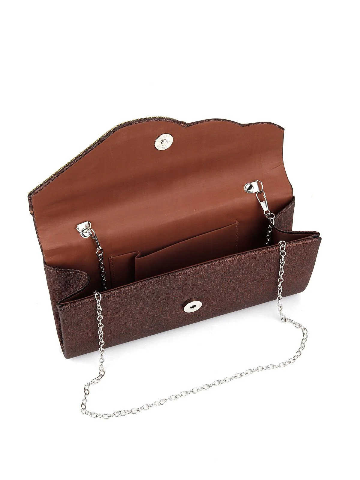 Odette Women Brown Embellished Envelope Clutch - Image 6