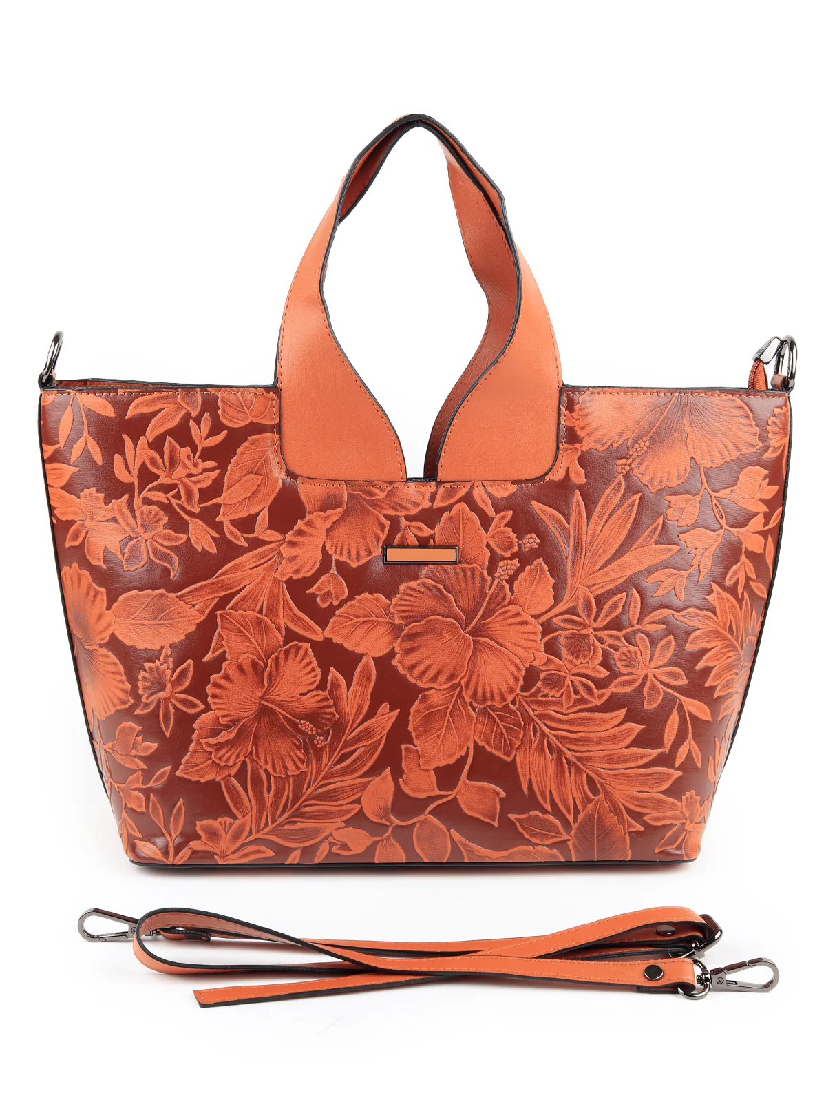 Odette Women Brown Embossed Formal Handbag - Image 3