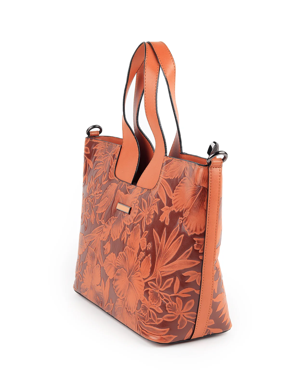 Odette Women Brown Embossed Formal Handbag - Image 4