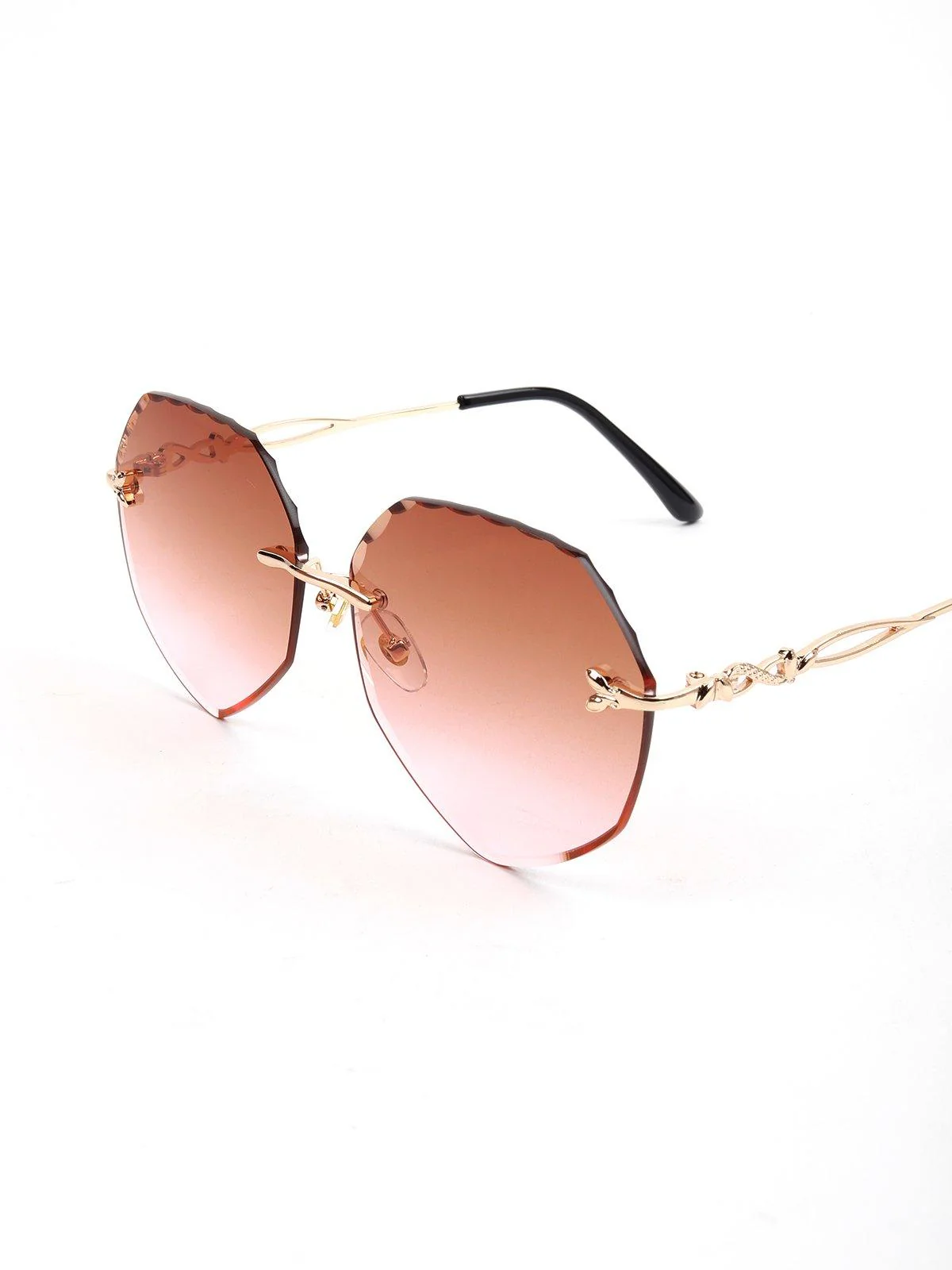Odette Women Brown Frameless Sunglasses - Image 4
