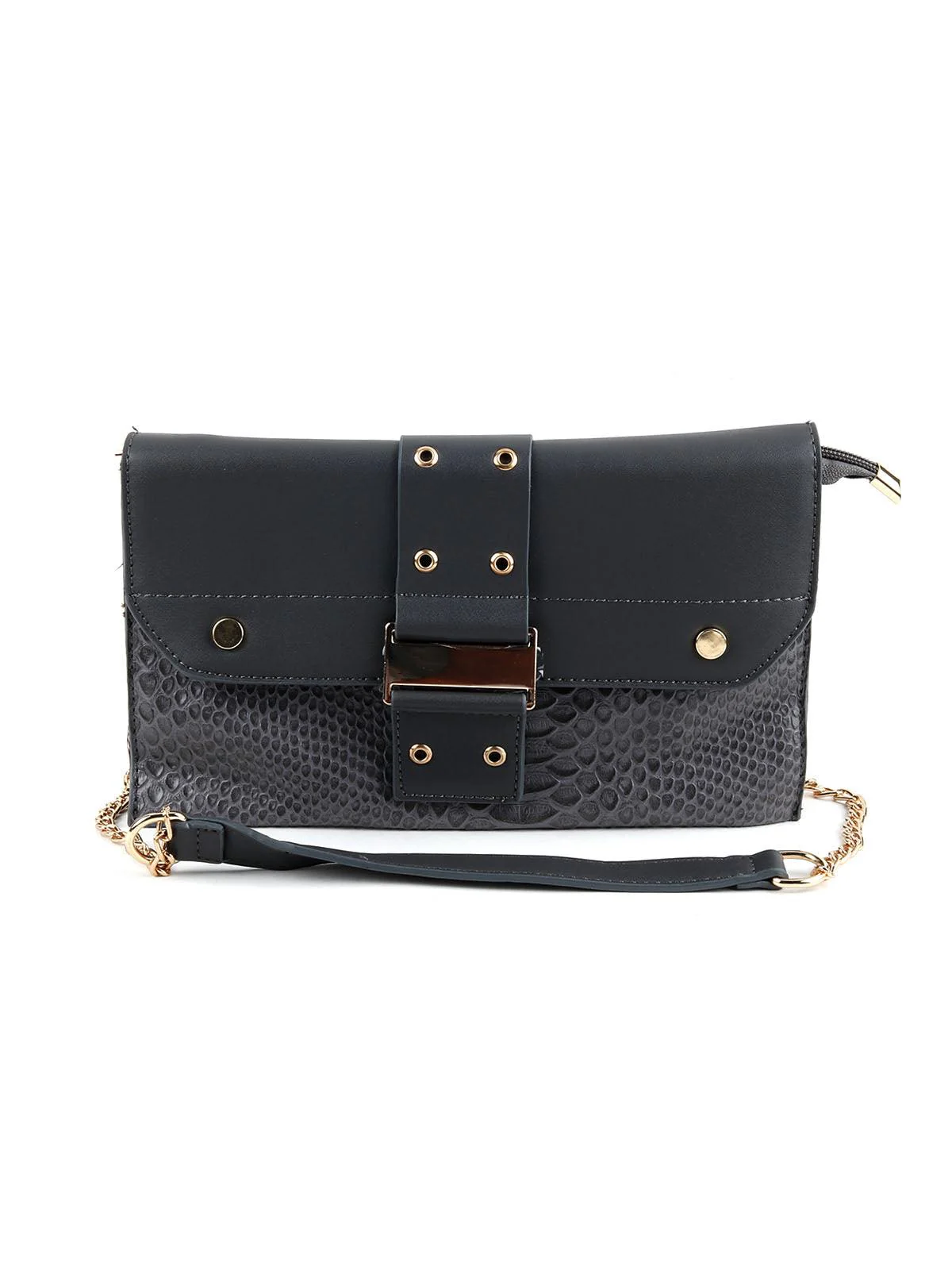 Odette Women Cadet Grey Textured Envelope Sling Bag - Image 3