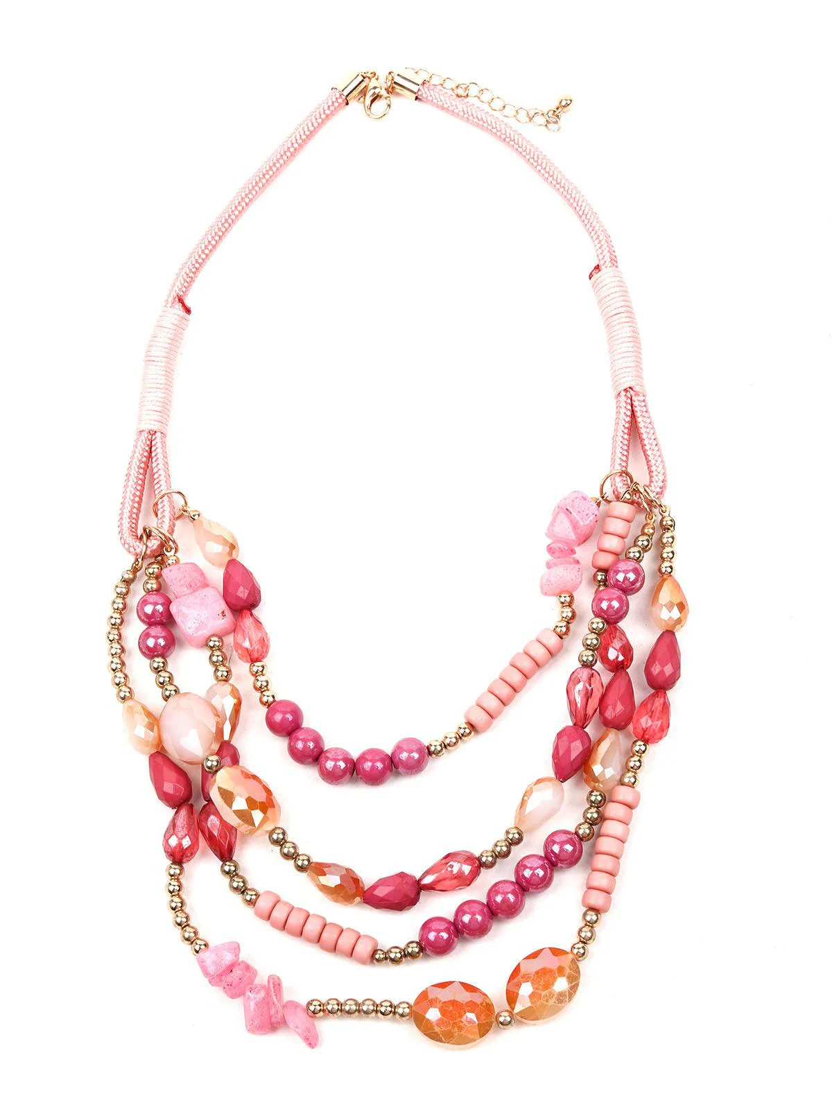 Odette Women Pink Metal Necklace-Pink - Image 3