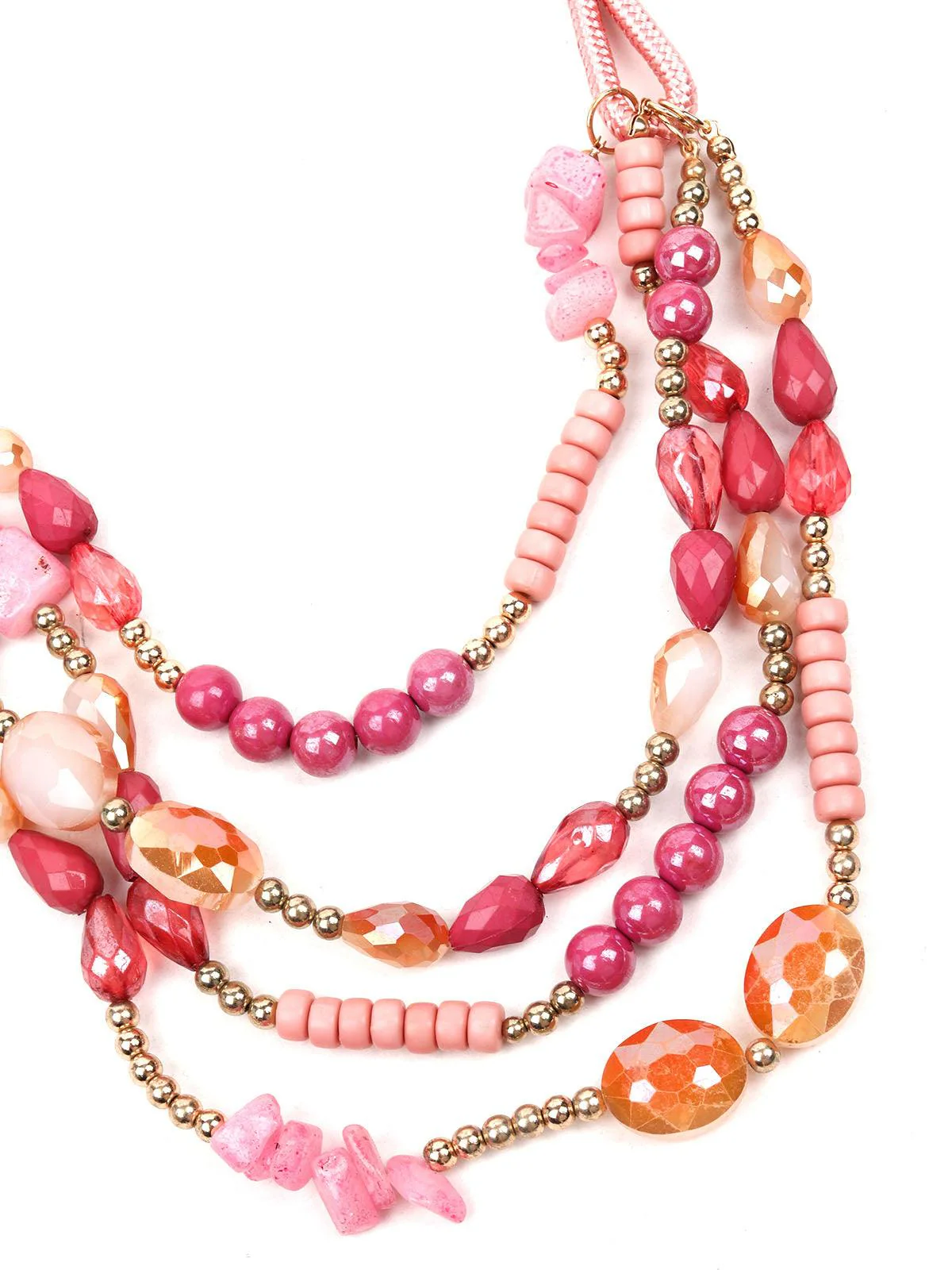 Odette Women Pink Metal Necklace-Pink - Image 4
