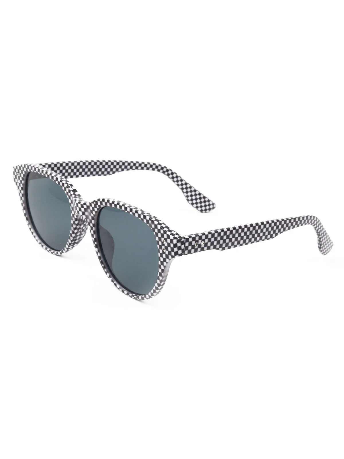Odette Women Cat Eye Chequered Frame Brown Sunglasses - Image 2