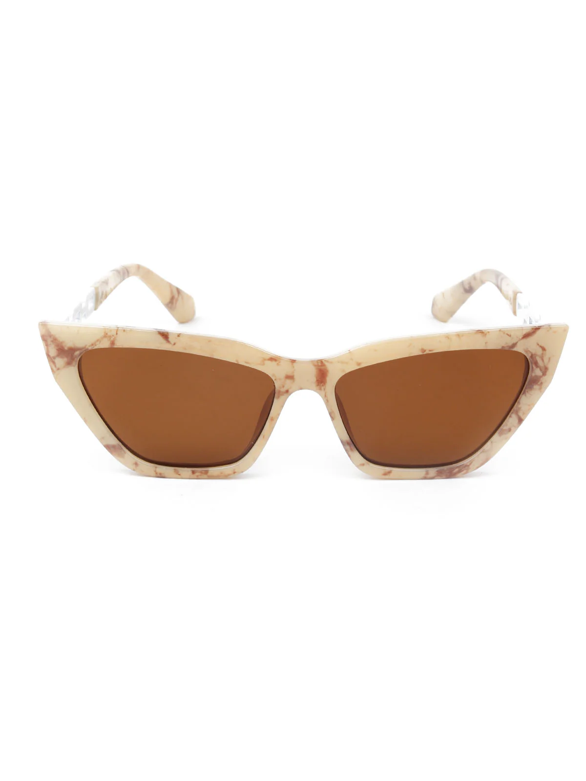 Odette Women Cat Eye Printed Frame Brown Sunglasses - Image 3