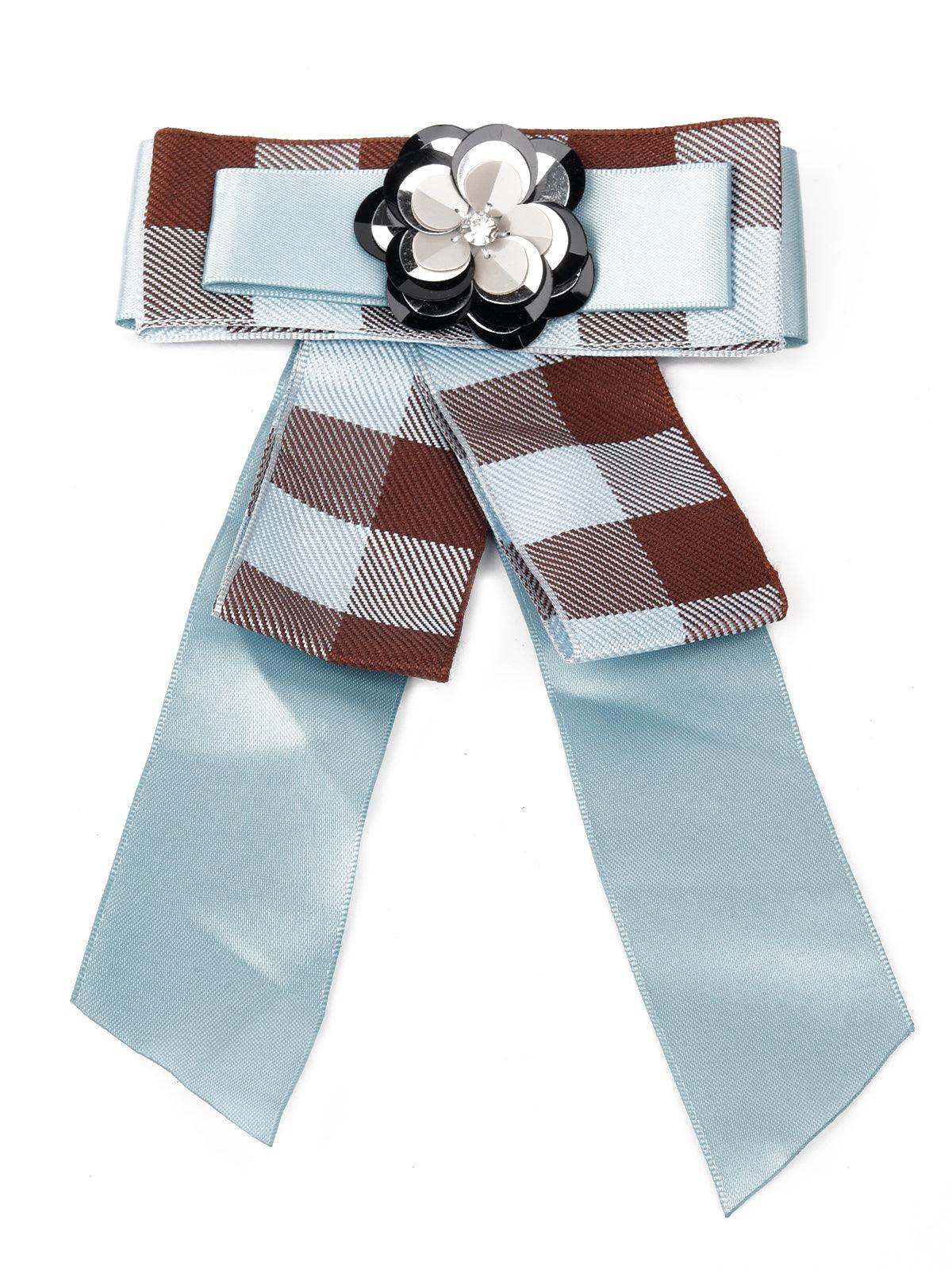 Odette Women Blue Metal Floral Brooch - Image 3