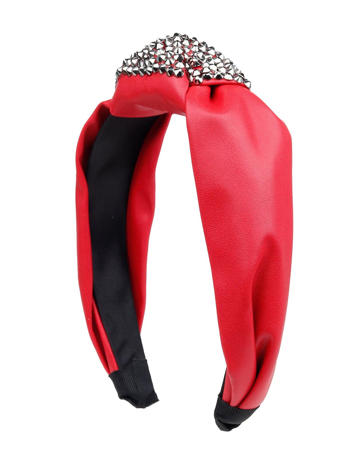 Odette Women Red Leatherette Hairband - Image 4