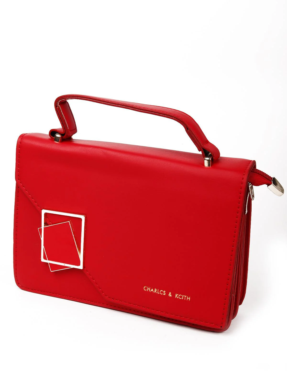 Odette Women Red Metal Smooth Sling Bag - Image 4