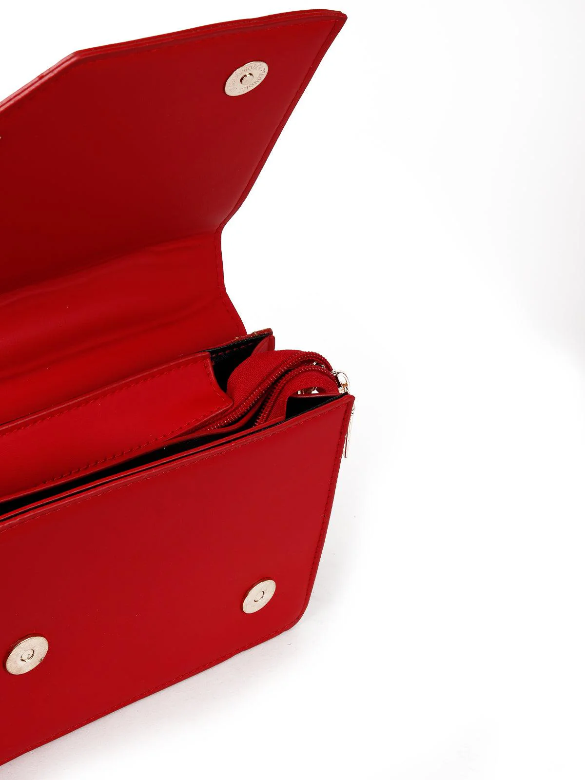 Odette Women Red Metal Smooth Sling Bag - Image 7