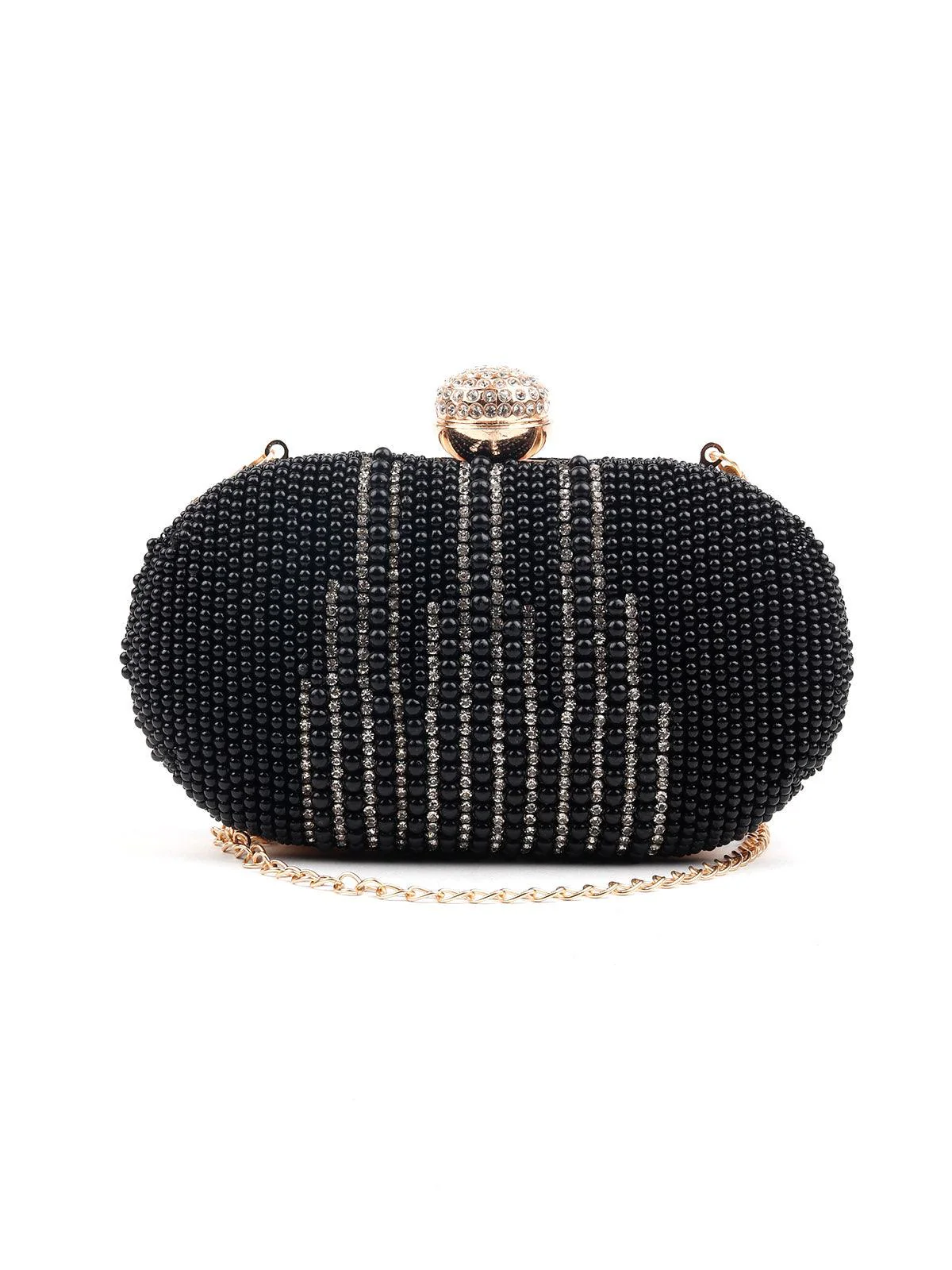 Odette Women Chic Black Embroidered Clutch - Image 3