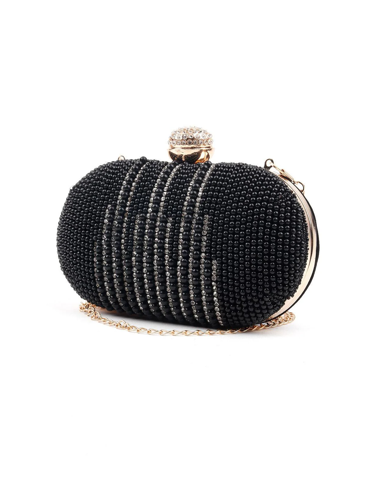 Odette Women Chic Black Embroidered Clutch - Image 4