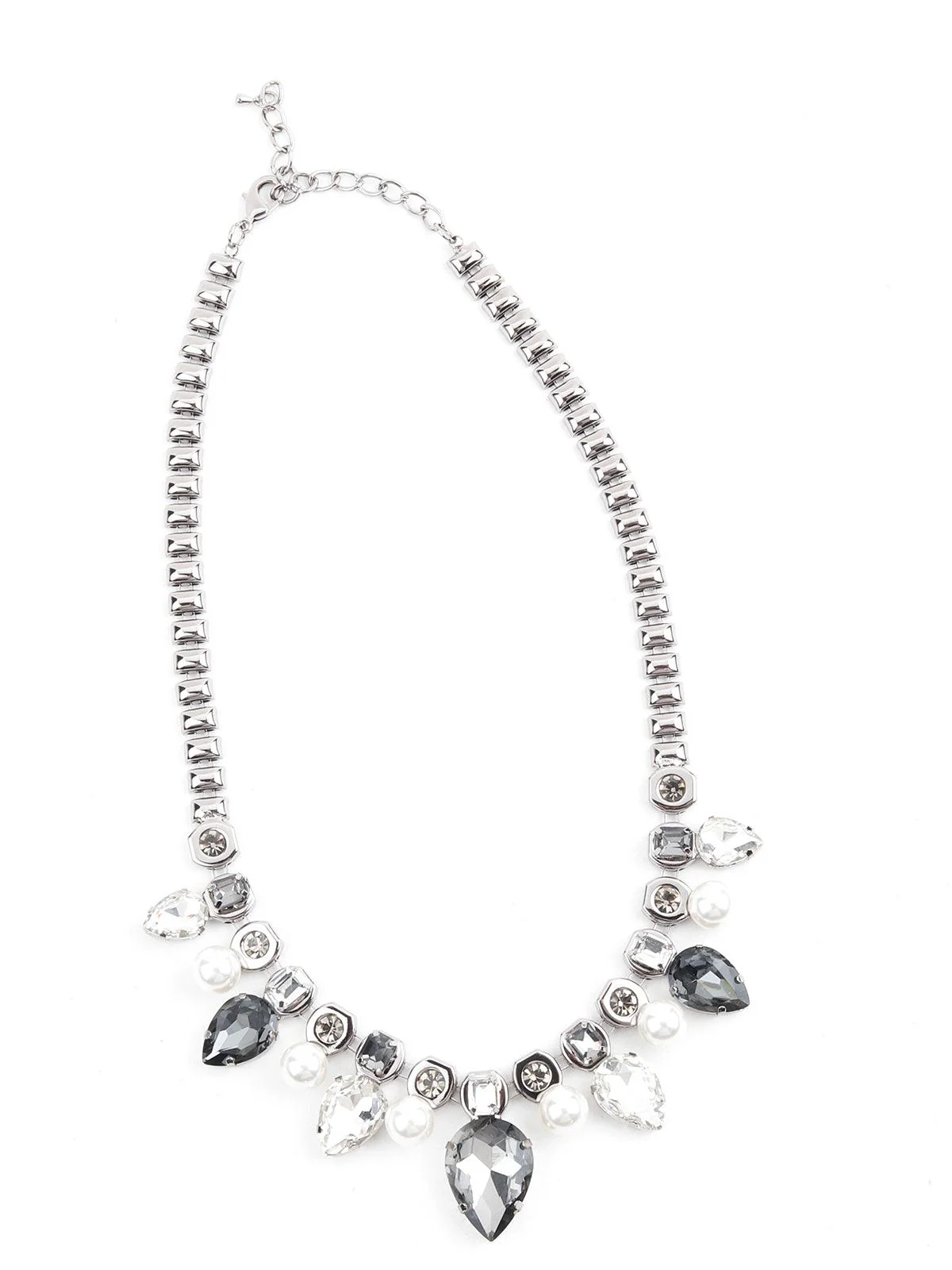 Odette Women Silver And Grey Metal Chain Necklace - Image 3