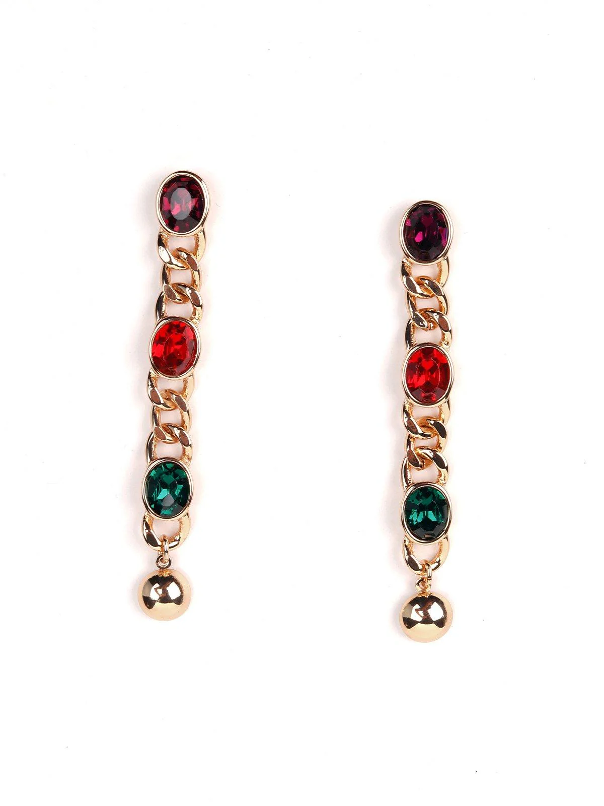 Odette Women Gold Chained Gem Stone Earrings - Image 4