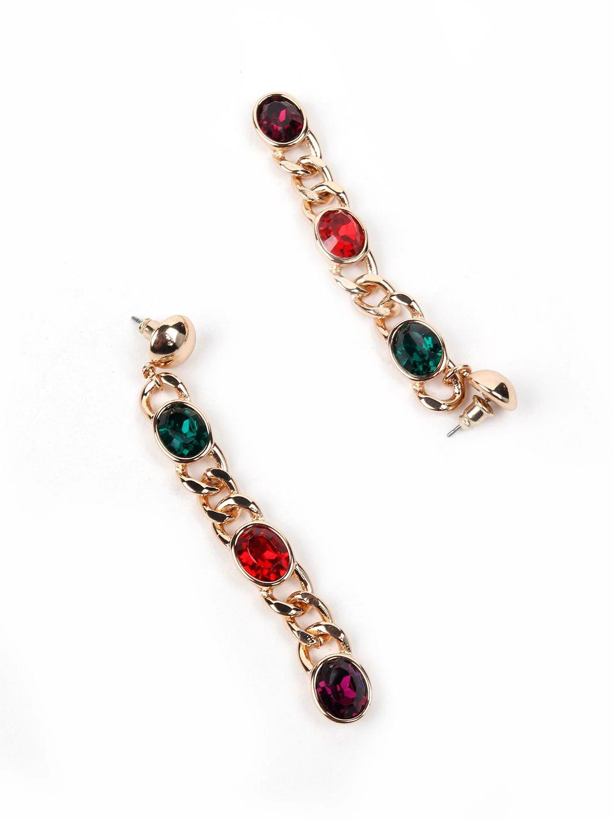 Odette Women Gold Chained Gem Stone Earrings - Image 6