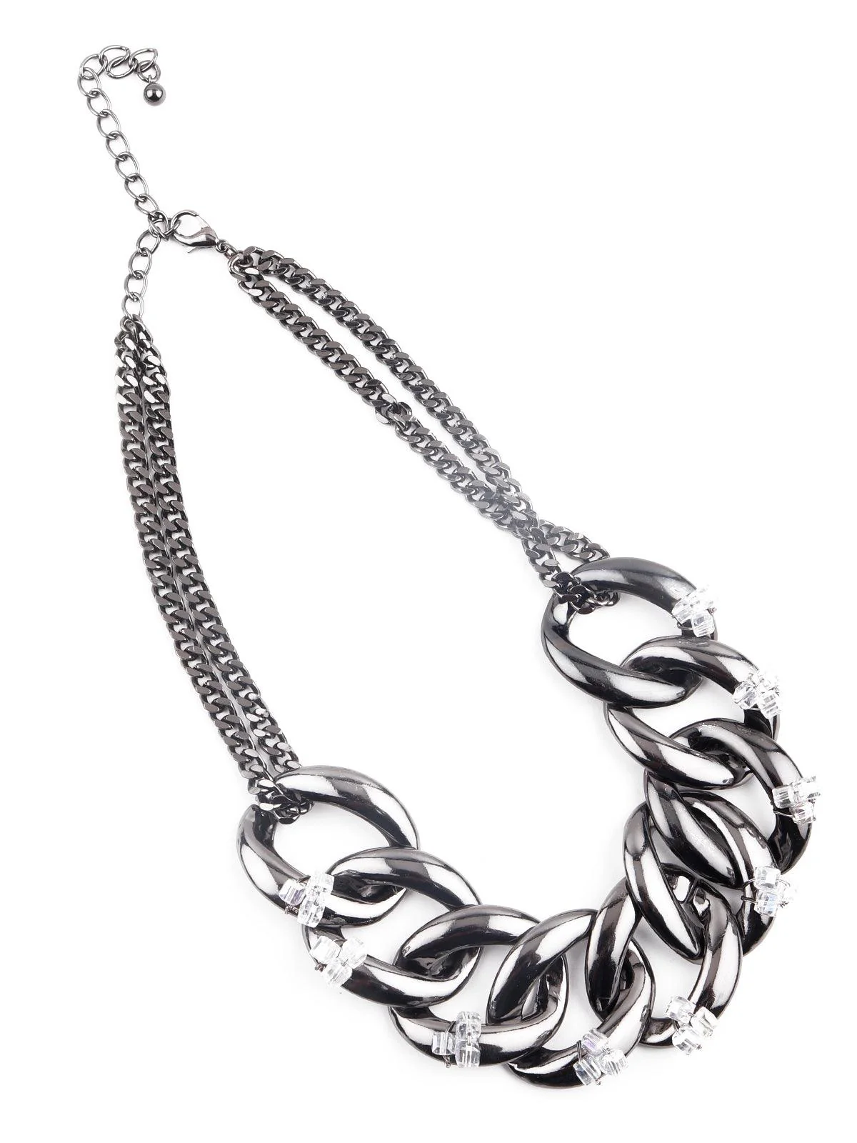 Odette Chunky Silver Tone Chain Necklace Set For Women - Image 4