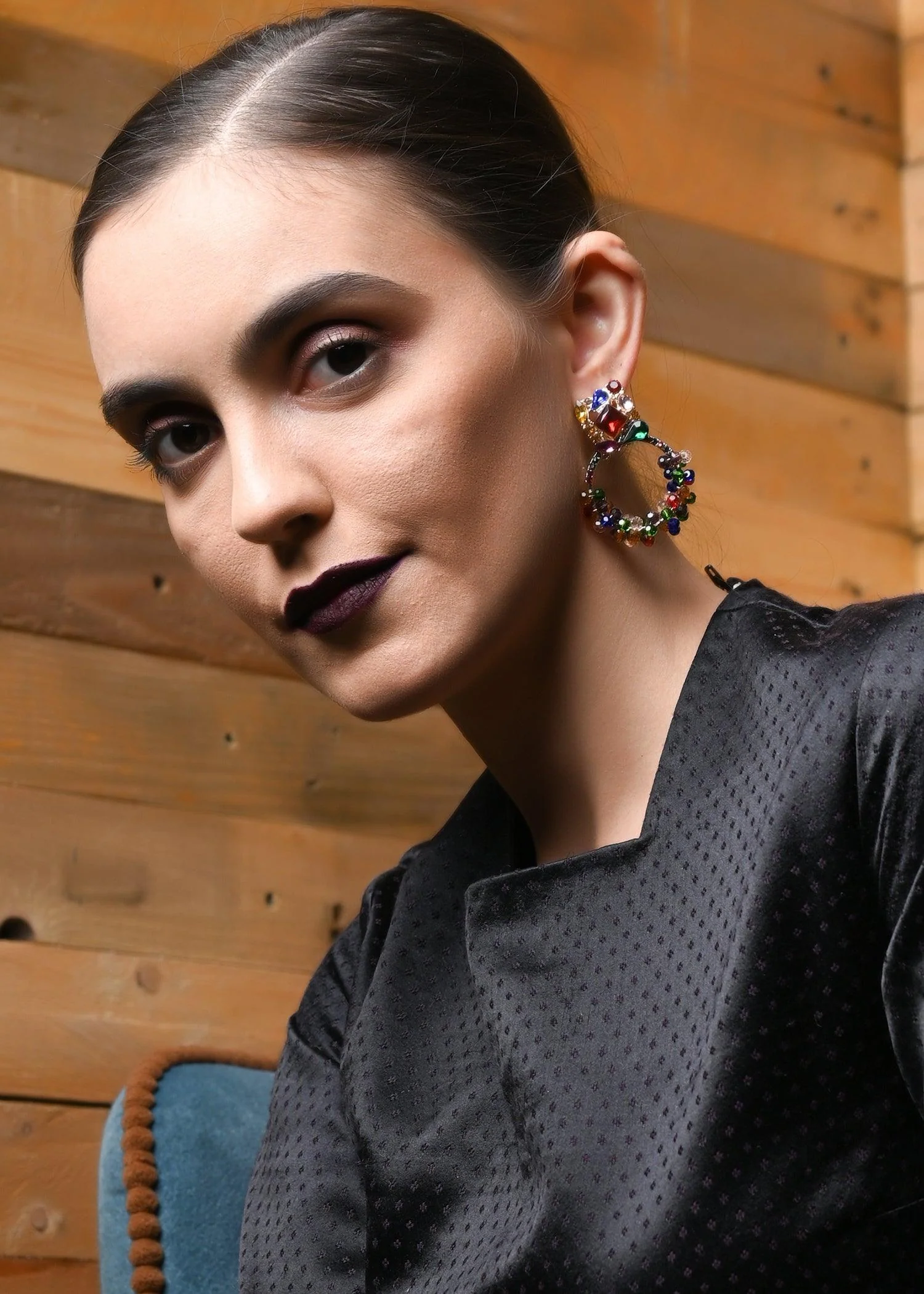 Odette Women Circular Rhinestone Earring With Multicolour Cut Crystal Beads - Image 2