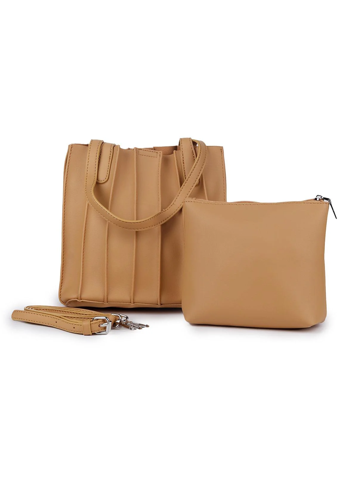 Odette Women Classic Beige Handbag - Image 3