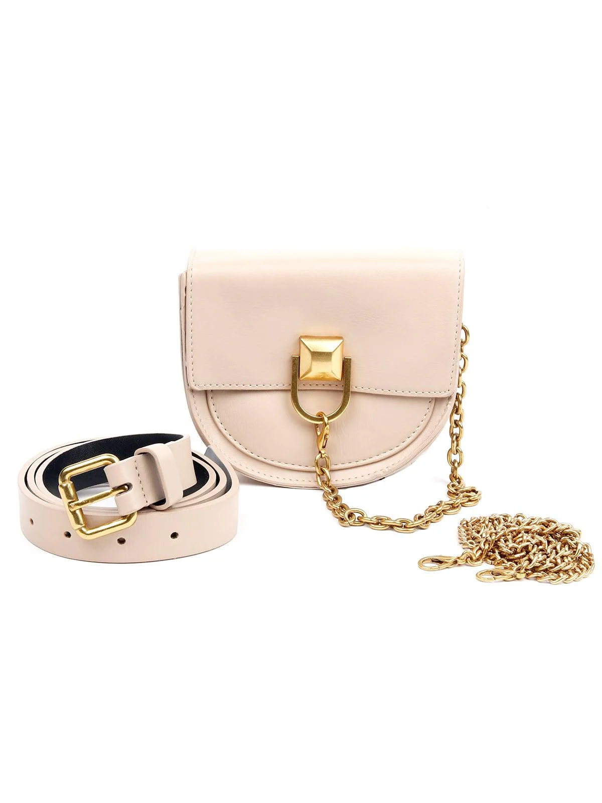 Odette Women Gold Metal Belt-Bag - Image 3