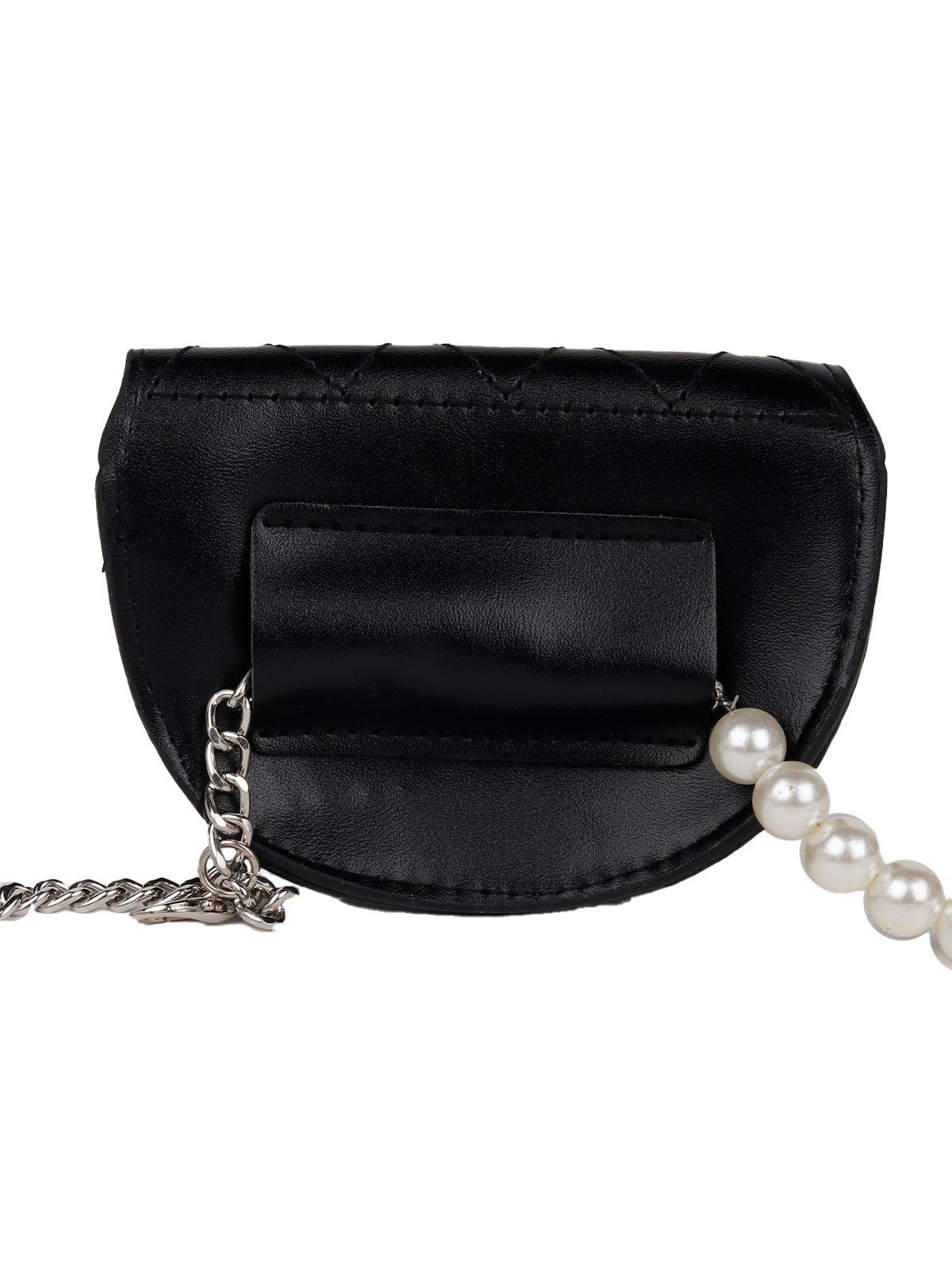 Odette Women Black Metal Belt Bag - Image 6