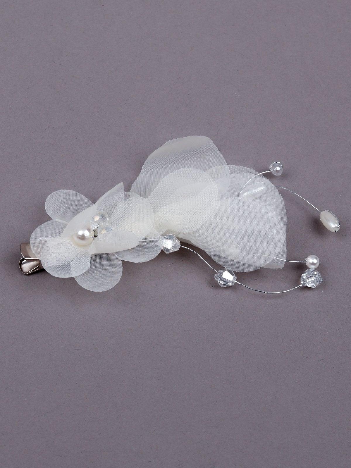 Odette Women White Fabric Brooch - Image 4