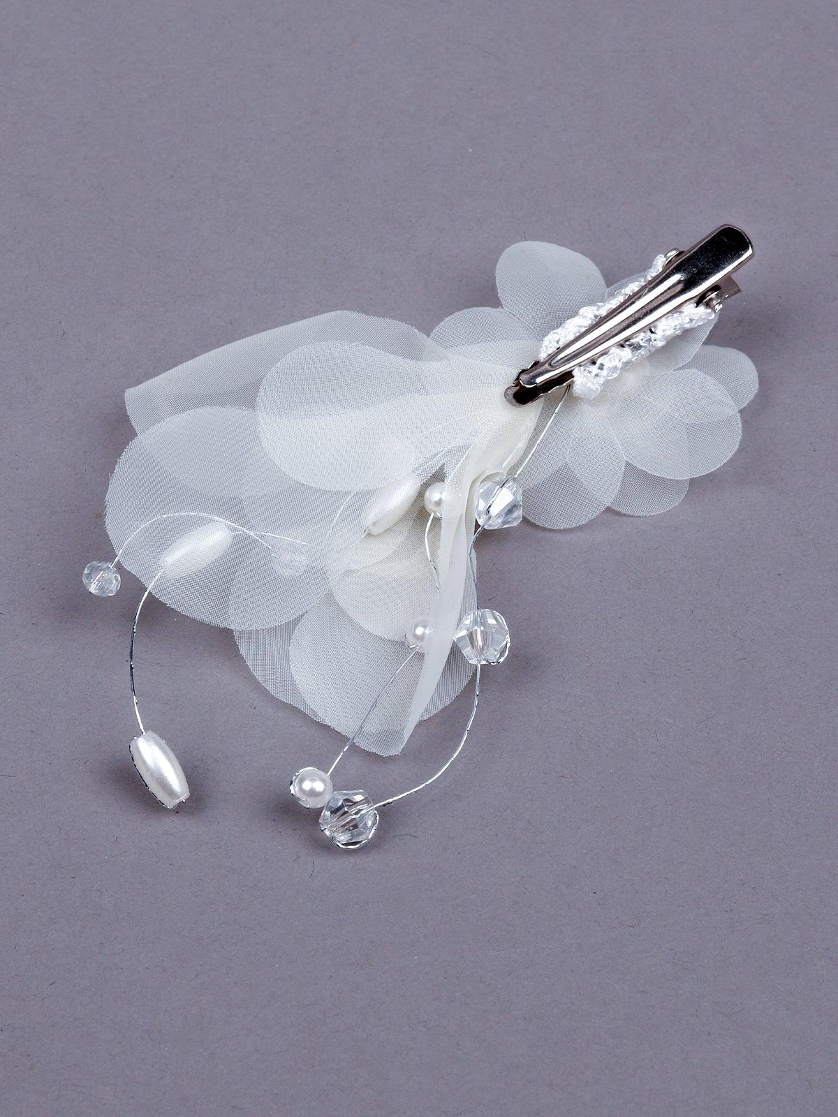 Odette Women White Fabric Brooch - Image 6