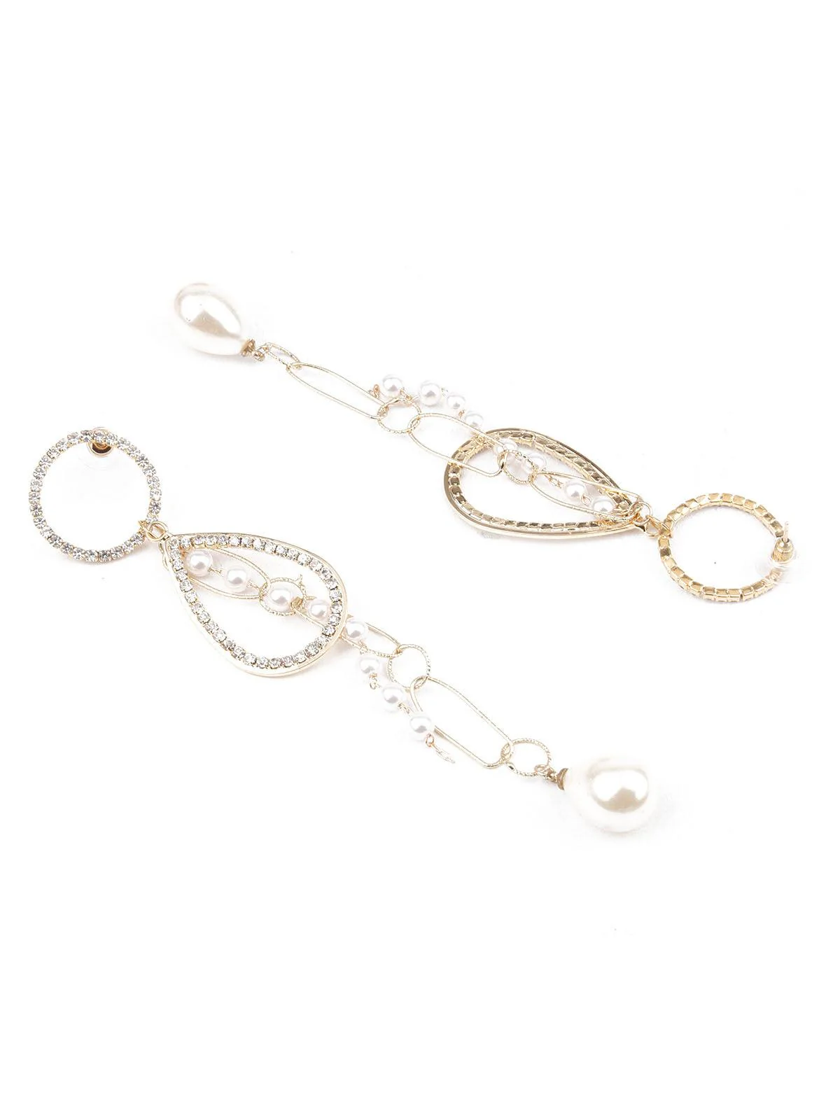 Odette Women Classy Gold And White Dangle Earrings - Image 3