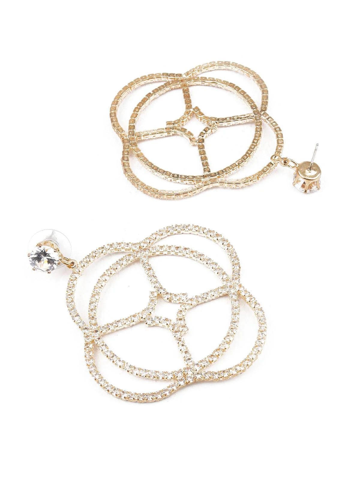 Odette Women Classy Gold And White Dangle Earrings - Image 3