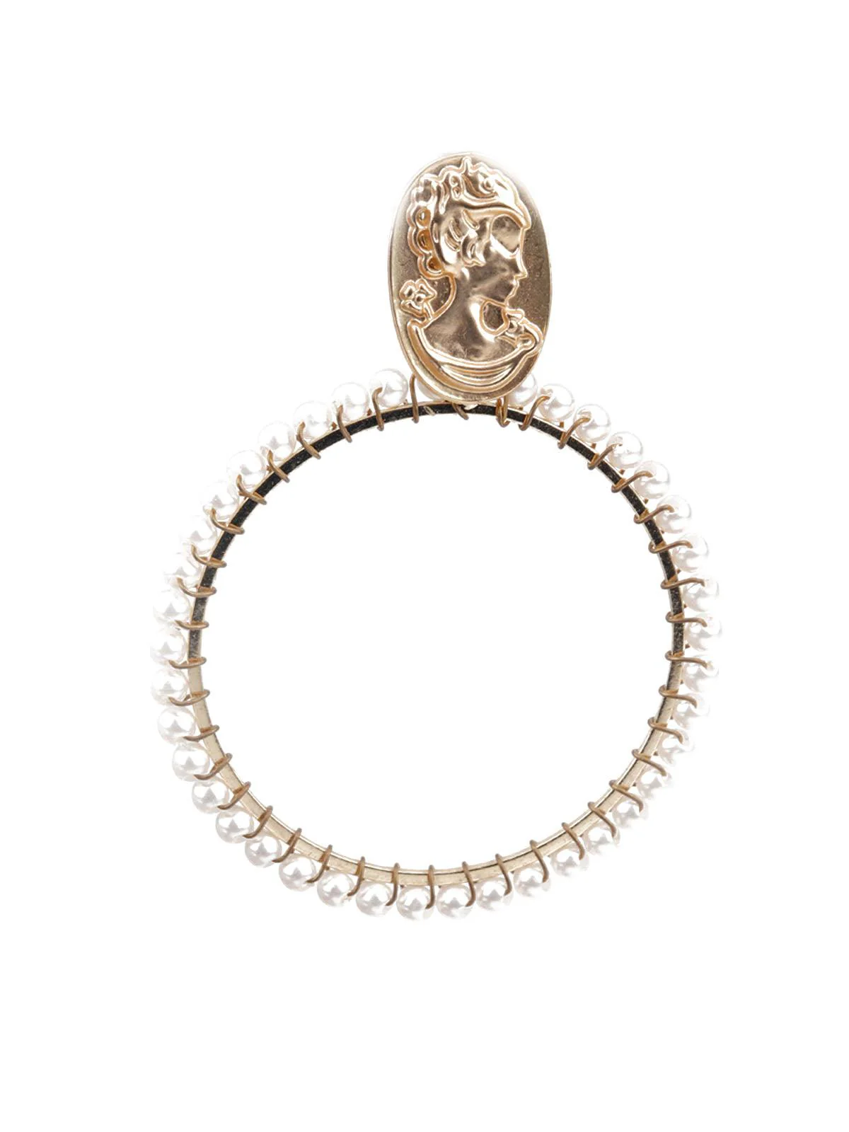 Odette Women Classy Gold And White Hoop Earrings - Image 2
