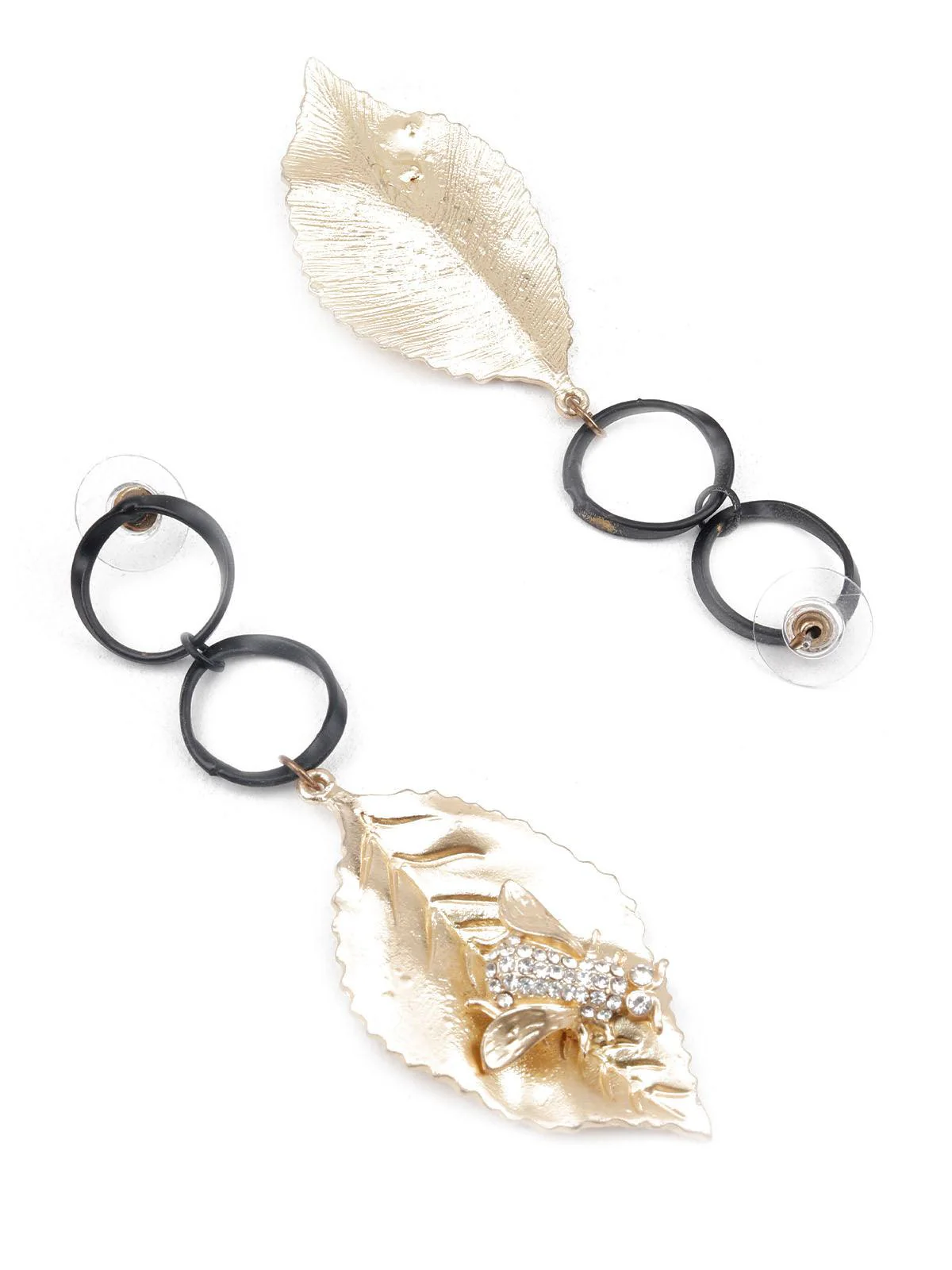 Odette Women Classy Gold Leaf Dangle Earrings - Image 3