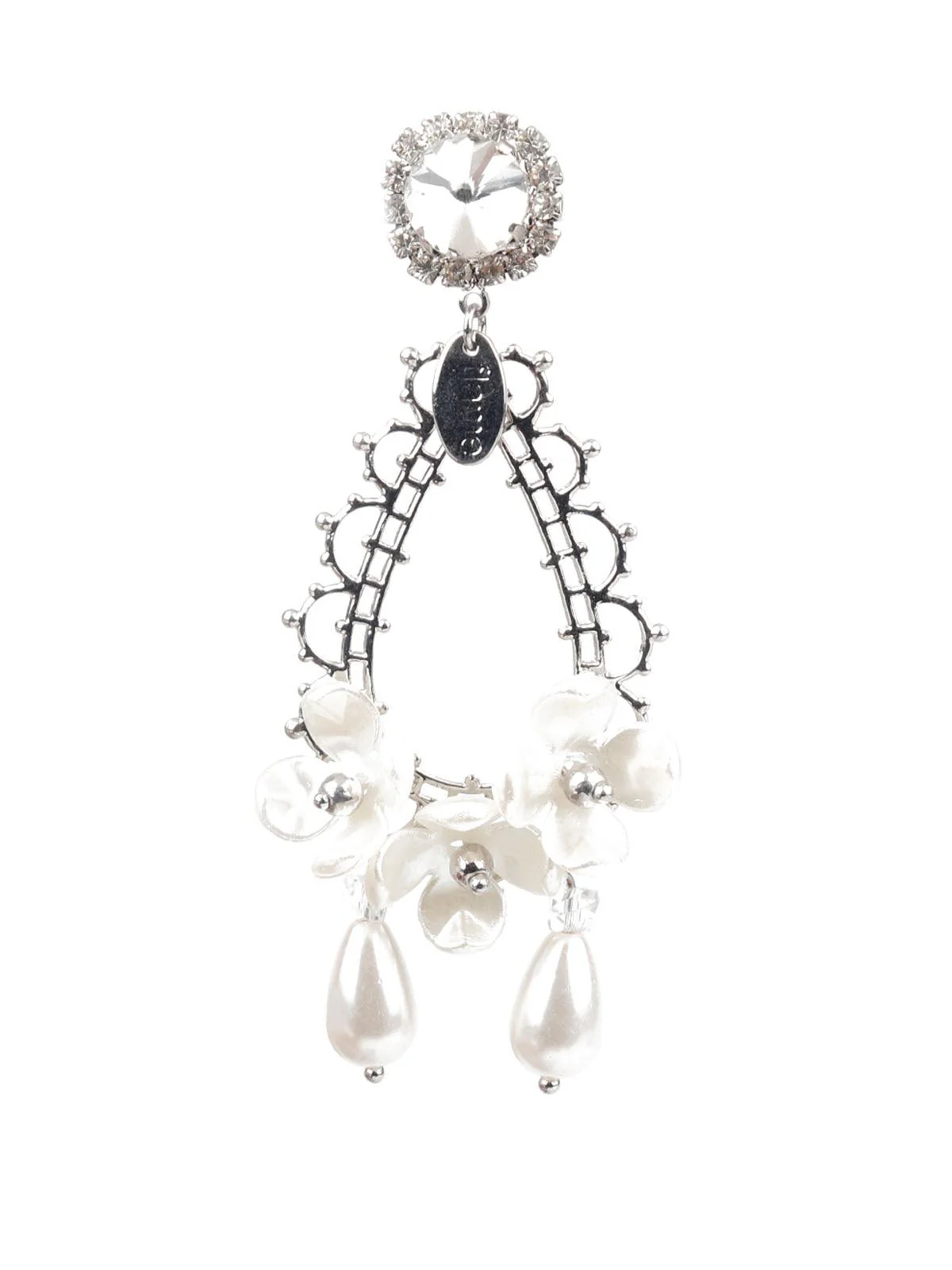 Odette Women Classy White Dangle Earrings - Image 2