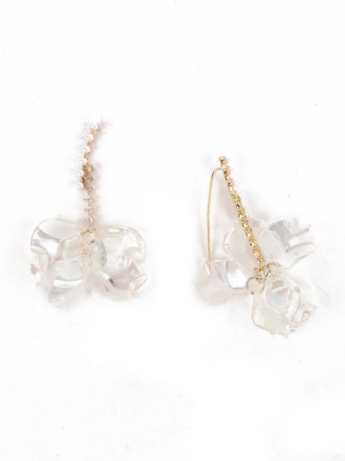 Odette Women Clear White Floral Dangle Earrings - Image 5