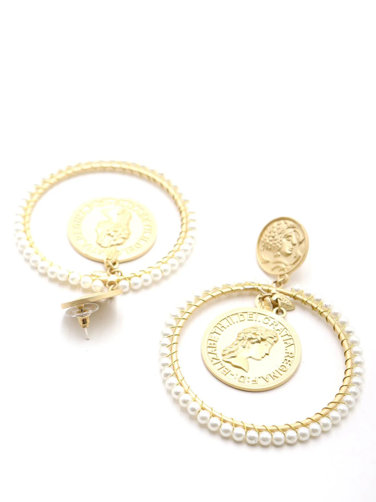 Odette Women Attractive Gold Tone Ring Dangle Earrings - Image 4