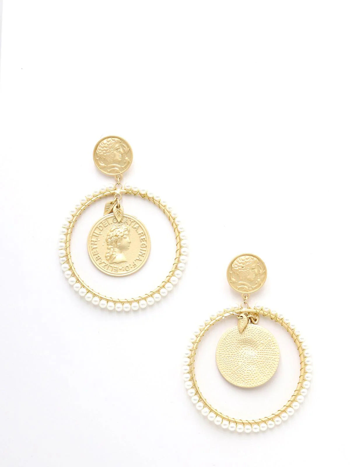 Odette Women Attractive Gold Tone Ring Dangle Earrings - Image 5