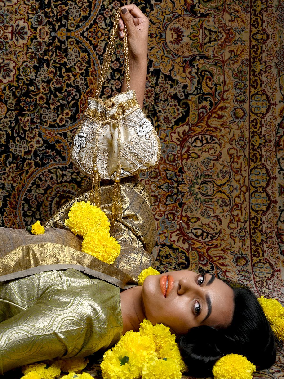 Odette Women Beige Alluring Potli - Image 2