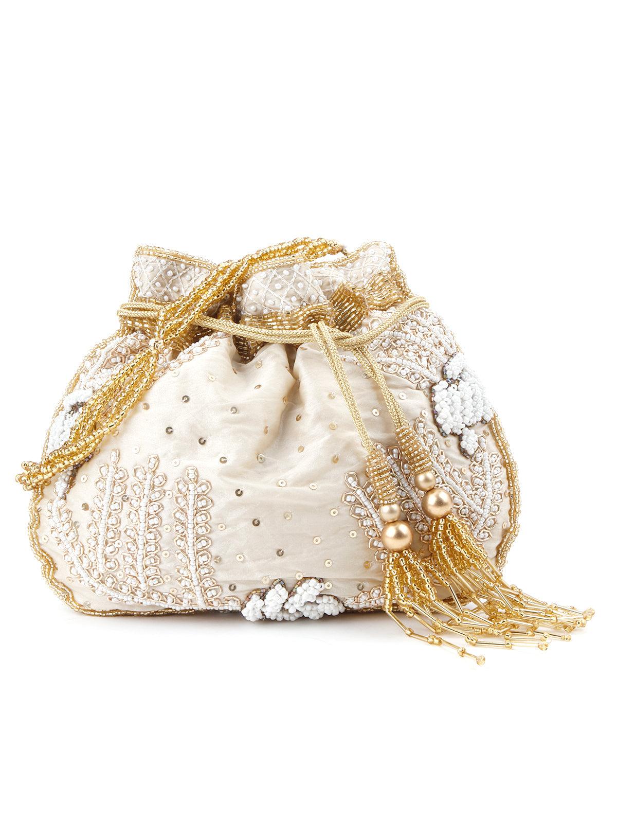 Odette Women Beige Alluring Potli - Image 3