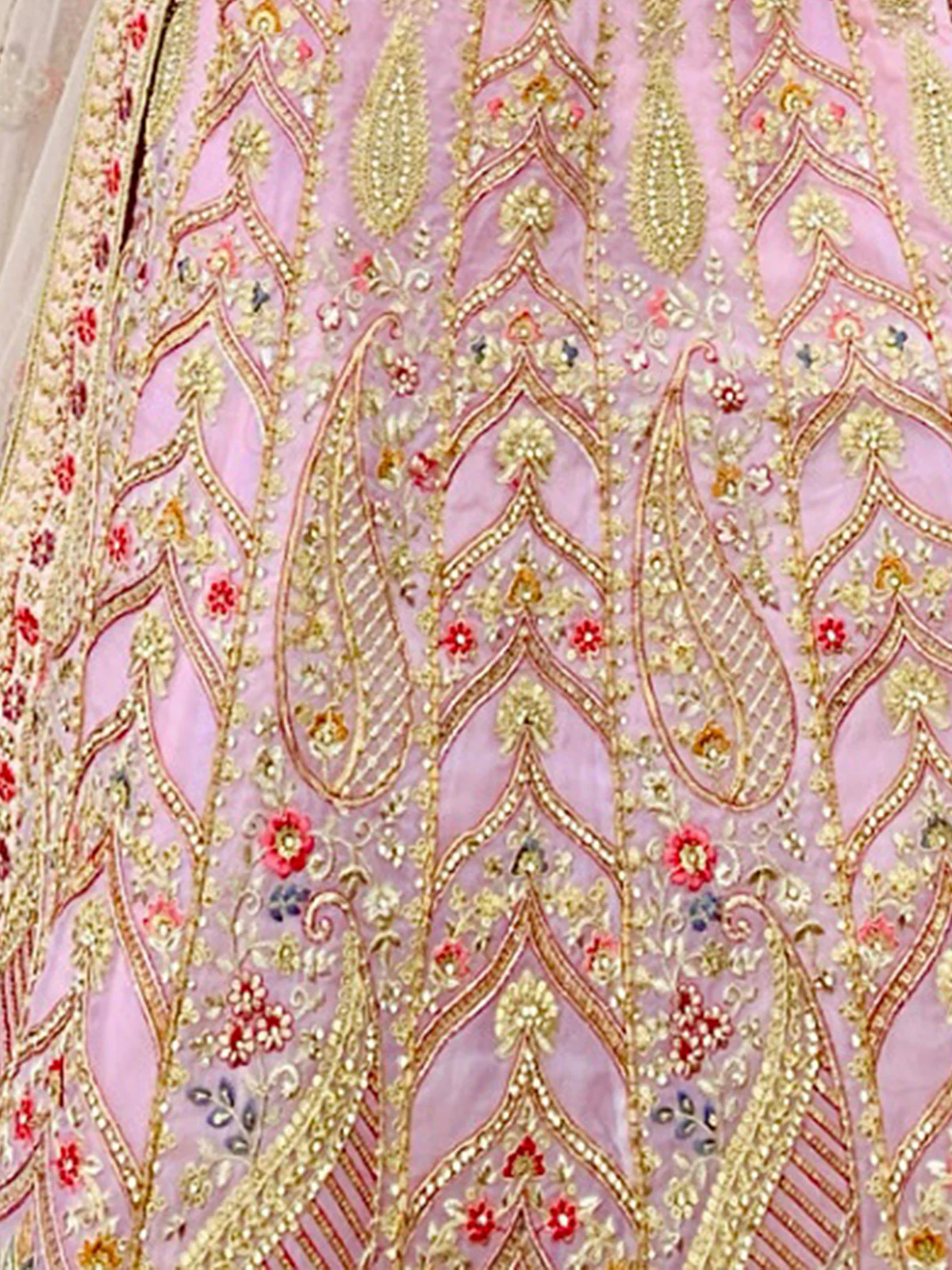 Odette Women Pink Embroidered Georgette Semi Stitched Lehenga With Unstitched Blouse - Image 7